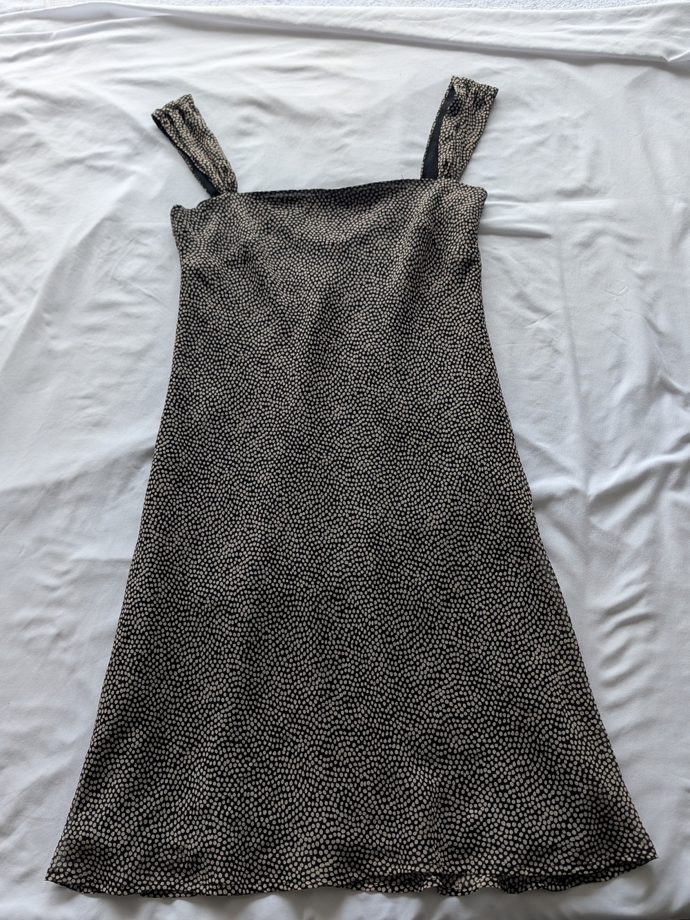 Micro Polka Dot Slip Dress Black Cream Square
